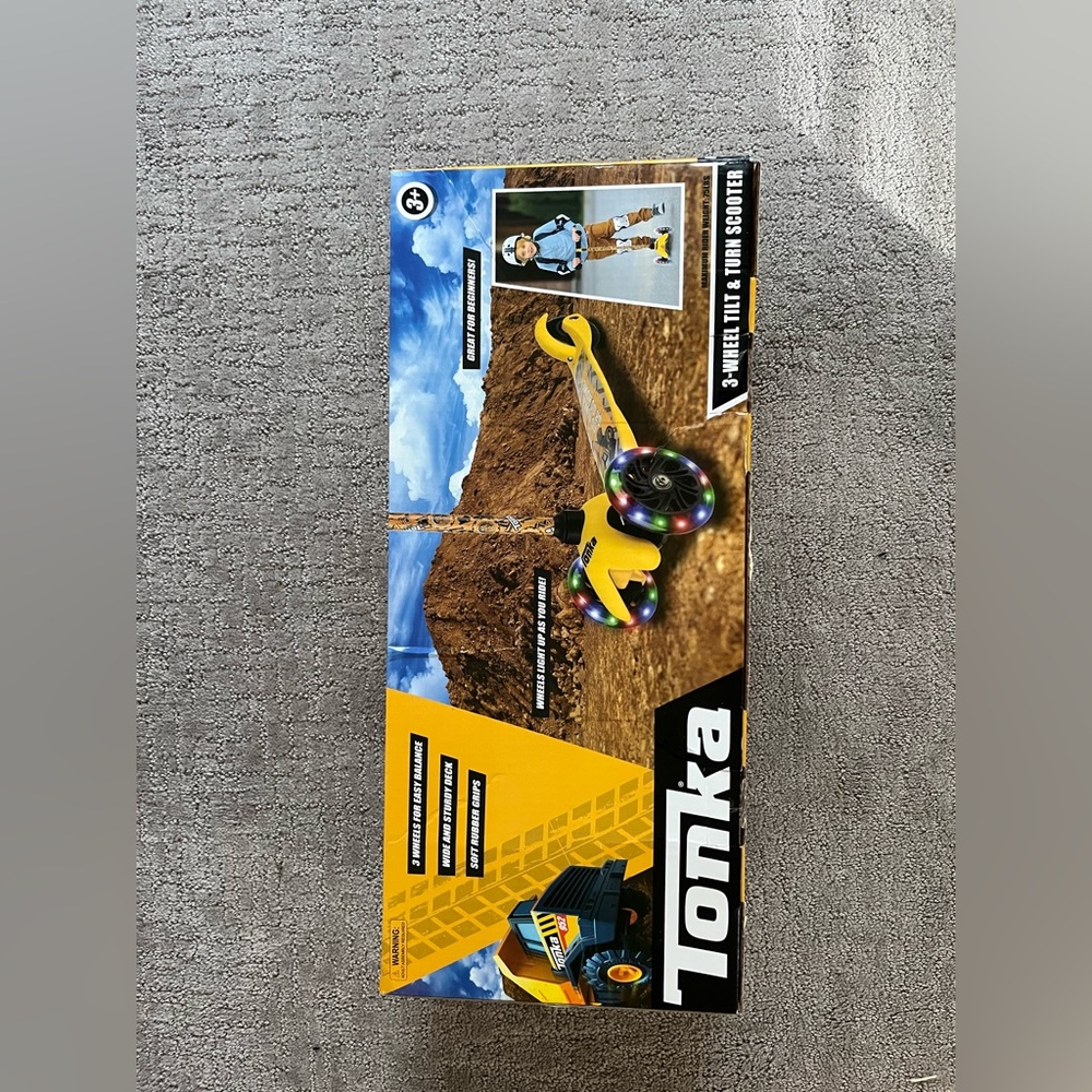 Tonka 3 Wheel Scooter for Boys & Girls Ages 3 Plus, Light-up Wheels ,Yellow